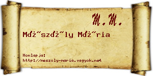 Mészöly Mária névjegykártya